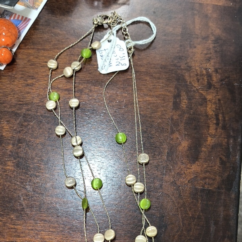 Monet Gold and Green Nature-Inspired Necklace